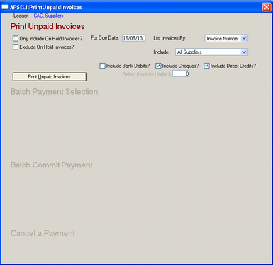 Wiz15 APSELI Print Unpaid Invoice